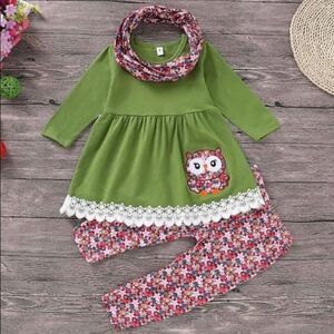 Girls Floral Owl Set